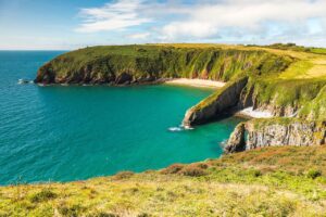 coast, ocean, nature, cliffs, beach, wales