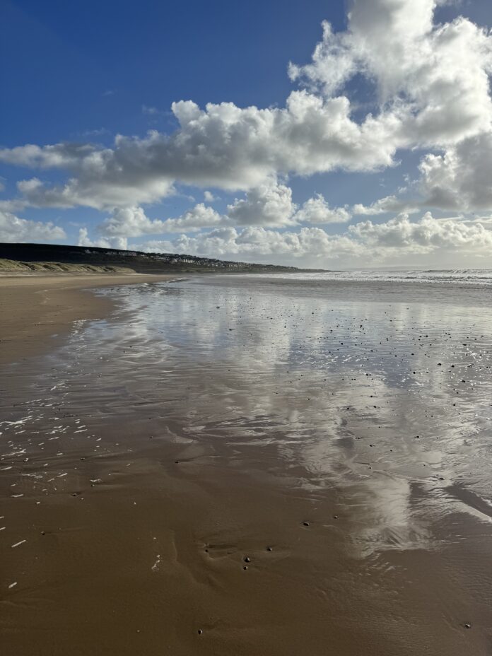 Ogmore by Sea beach and cloud reflection Ogmore by Sea beach and cloud reflection