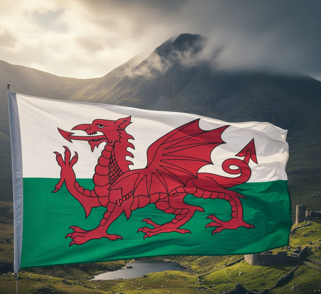 Wales Flag in the Mountains