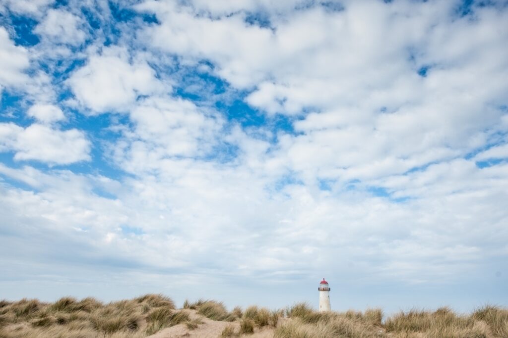 Talacre Beach from the beach looking at the lighthouse
